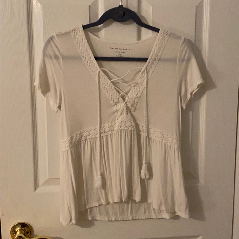 American Eagle soft and sexy lace up flowy shirt
